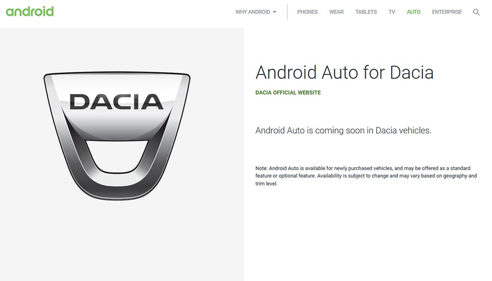 Modelele Dacia vor beneficia de Android Auto