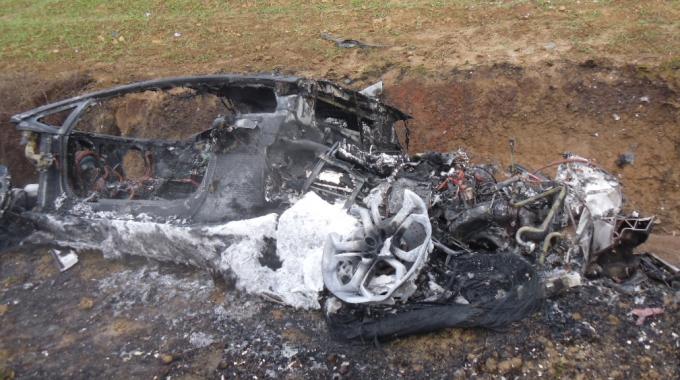 Lamborghini Aventador, făcut scrum