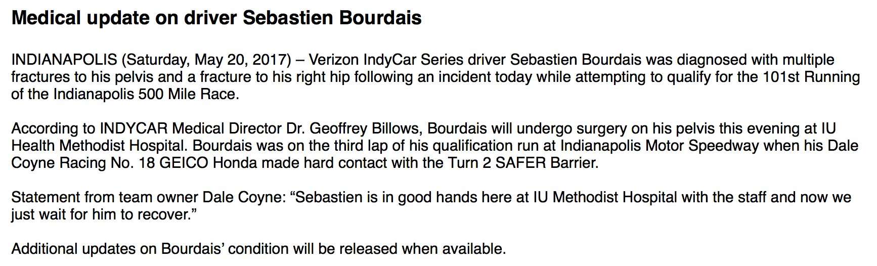 Sebastien Bourdais comunicat