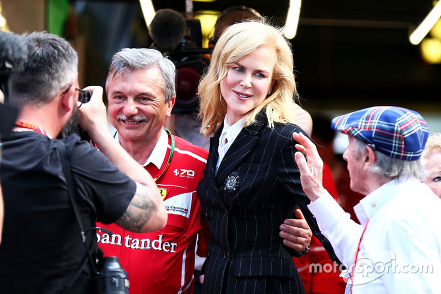 Nicole Kidman with Jackie Stewart and the Ferrari team