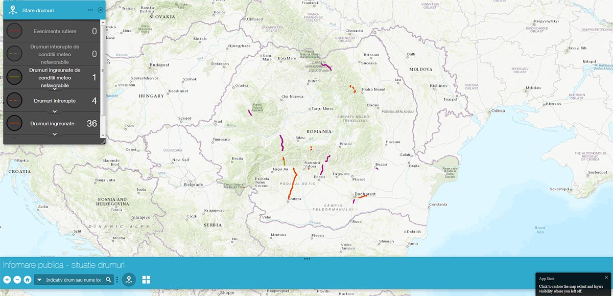 Pe site-ul CNAIR poți găsi acum harta interactivă cu sectoarele de drum închise sau restricționate